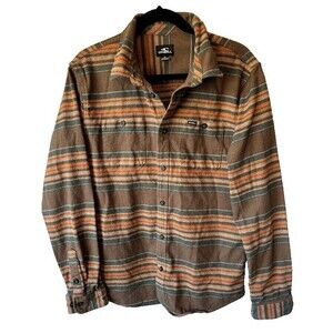 O'NEILL 100% Cotton Flannel Belmont Dark Khaki Men's Medium Fall Shirt MSRP $85